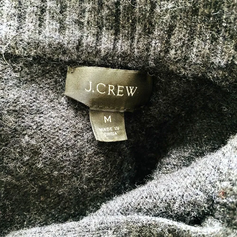 J Crew Rugged 1/2 Zip Blue Merino Wool Blend Sweater Pullover Layering M